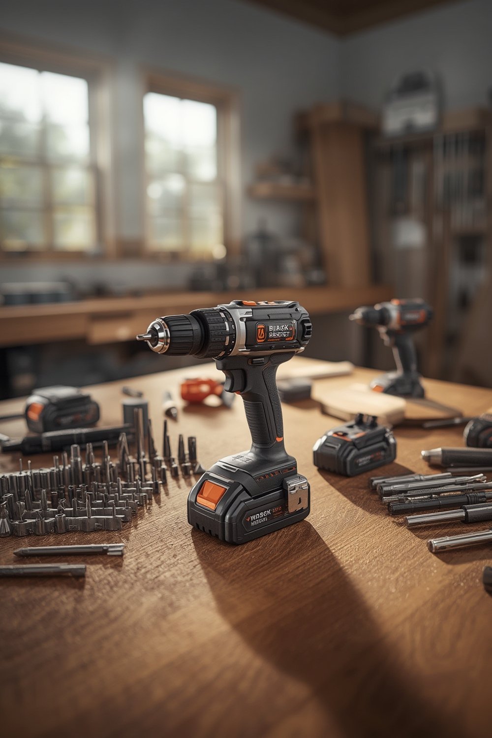 cordless drill held in hand ready for drilling into drywall