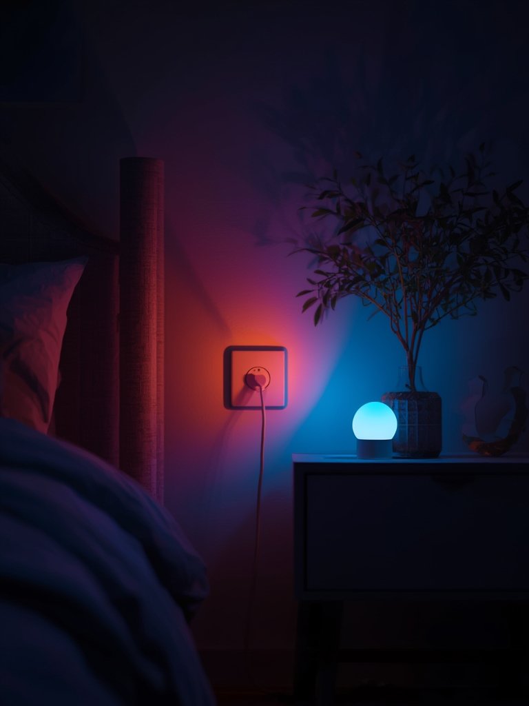 dusk dawn light ge nightlight illuminating a dark hallway